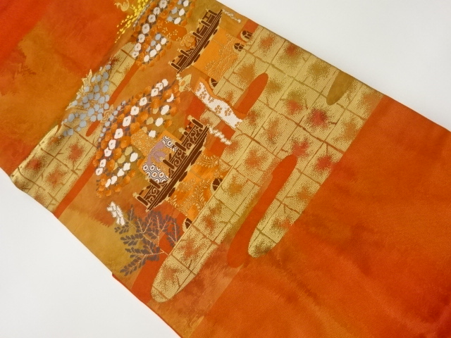 リサイクル　笠鉾にヱ霞模様織出し名古屋帯